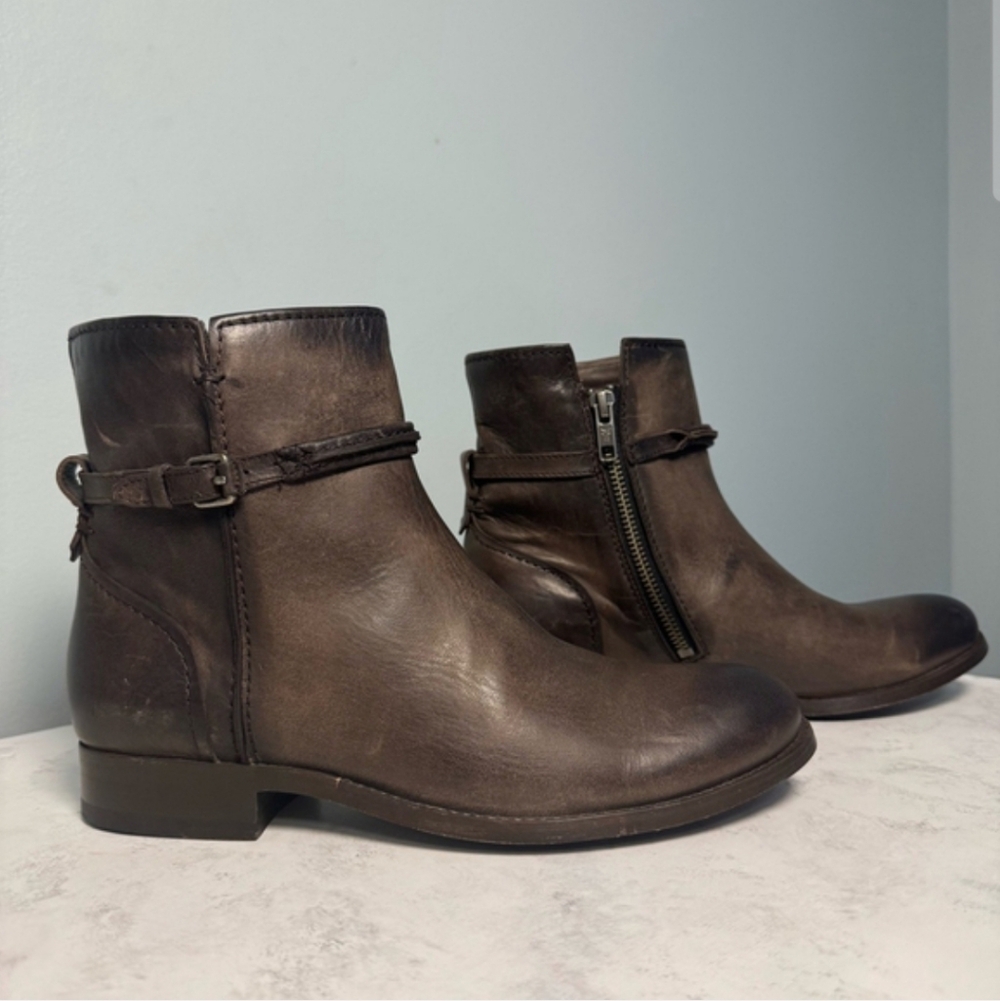 Frye Melissa Short Seam Womams Leather Ankle Boots Size 7 Slate
